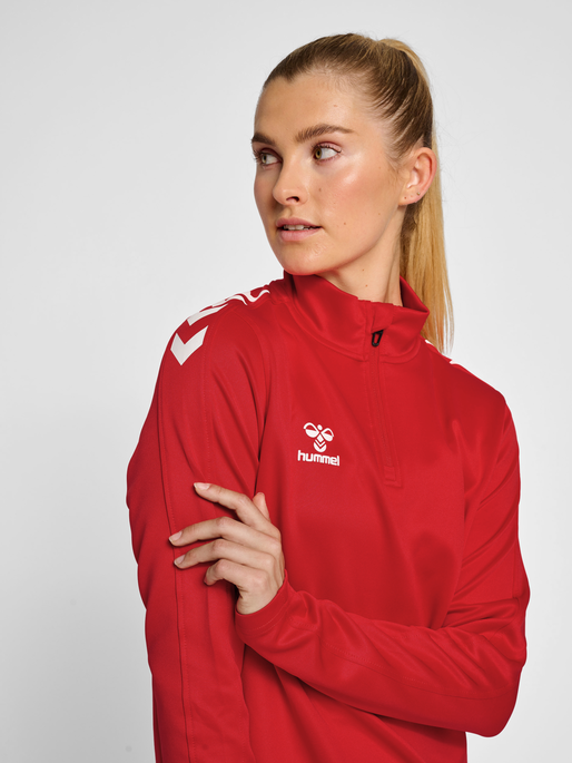 hmlCORE XK HALF ZIP SWEAT WOMAN, TRUE RED, model