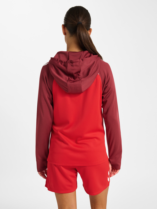 hmlLEAD 2.0 ZIP HOODIE WOMAN, TRUE RED/MAROON, model