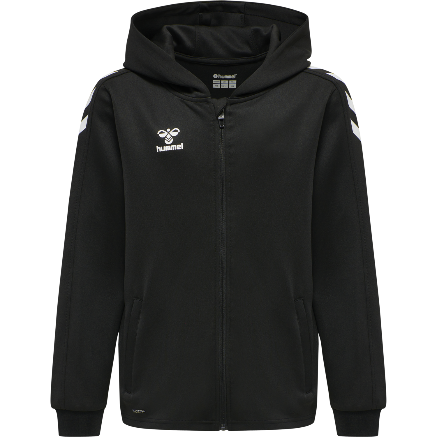 hmlCORE XK POLY ZIP HOOD SWEAT KIDS, BLACK/BLACK, packshot