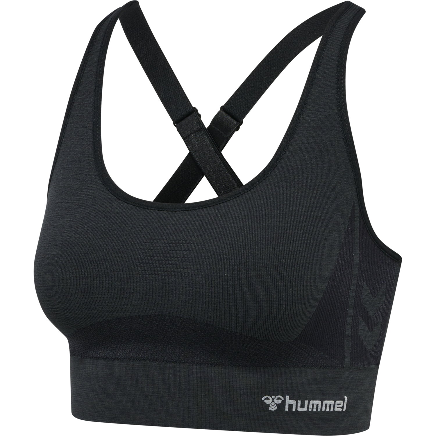 hmlCLEA SEAMLESS  SPORTS TOP, BLACK MELANGE, packshot