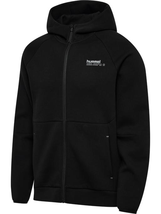 hmlTECH FLEECE REGULAR ZIP HOODIE, BLACK, packshot