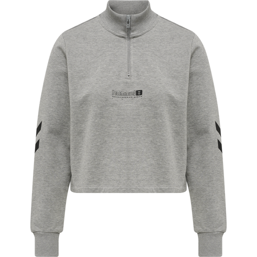 hmlLGC NIKKA CROPPED HALFZIP, GREY MELANGE, packshot