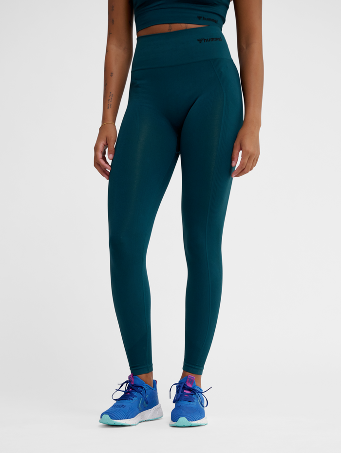 hmlTIF SEAMLESS HIGH WAIST TIGHTS, DARK SEA, model