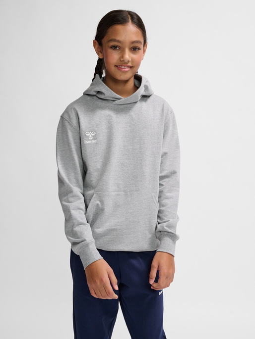 hmlGO 2.0 HOODIE KIDS, GREY MELANGE, model