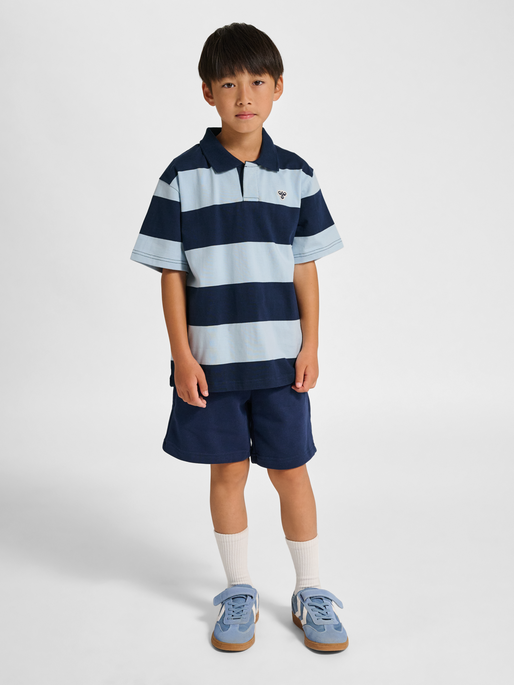 hmlJR LOOSE STRIPED POLO S/S BEE, DRESS BLUES, model