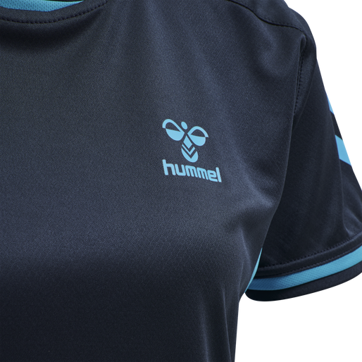 hmlACTION POLY JERSEY S/S WOMAN, BLACK IRIS/ATOMIC BLUE, packshot