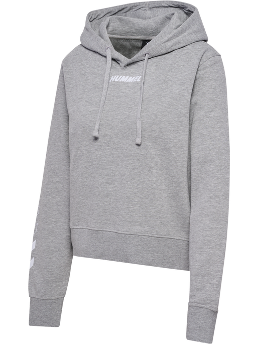 hmlELEMENTAL SHORT HOODIE WOMAN, GREY MELANGE, packshot