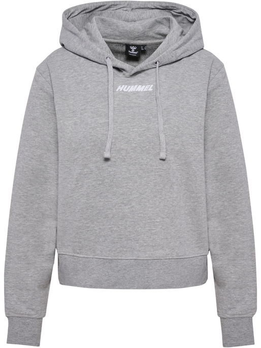 hmlELEMENTAL SHORT HOODIE WOMAN, GREY MELANGE, packshot