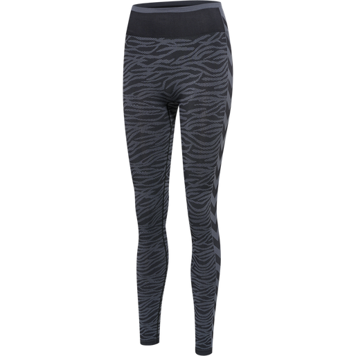 hmlMT SAGA SEAMLESS MW TIGHTS, BLACK/ASPHALT MELANGE, packshot