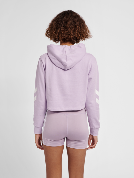 hmlLEGACY WOMAN CROPPED HOODIE, PASTEL LILAC, model