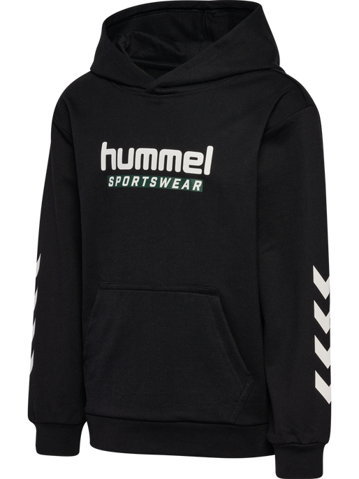 hmlJR LOGO HOODIE, BLACK hmlJR LOGO HOODIE, BLACK, packshot