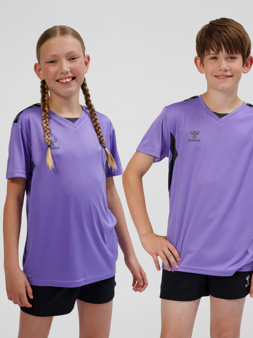 hmlAUTHENTIC PL JERSEY S/S KIDS, DAHLIA PURPLE/ASPHALT, model