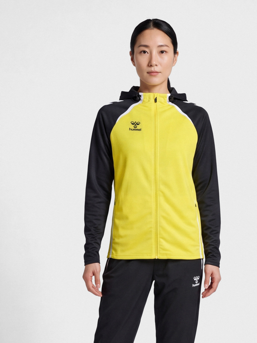 hmlLEAD 2.0 ZIP HOODIE WOMAN, BLAZING YELLOW/BLACK, model