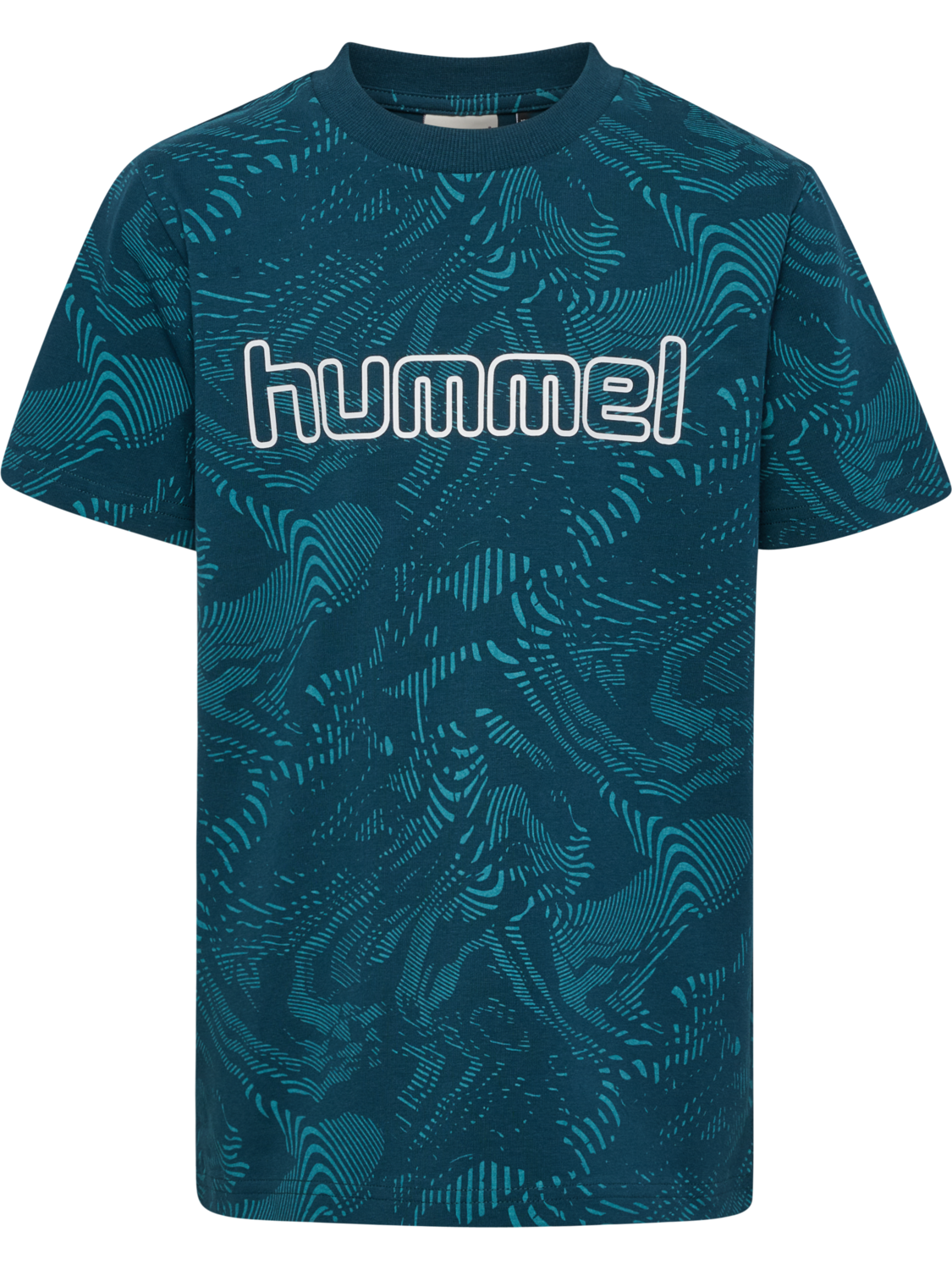 hmlJR AOP LOGO T-SHIRT, REFLECTING POND, packshot
