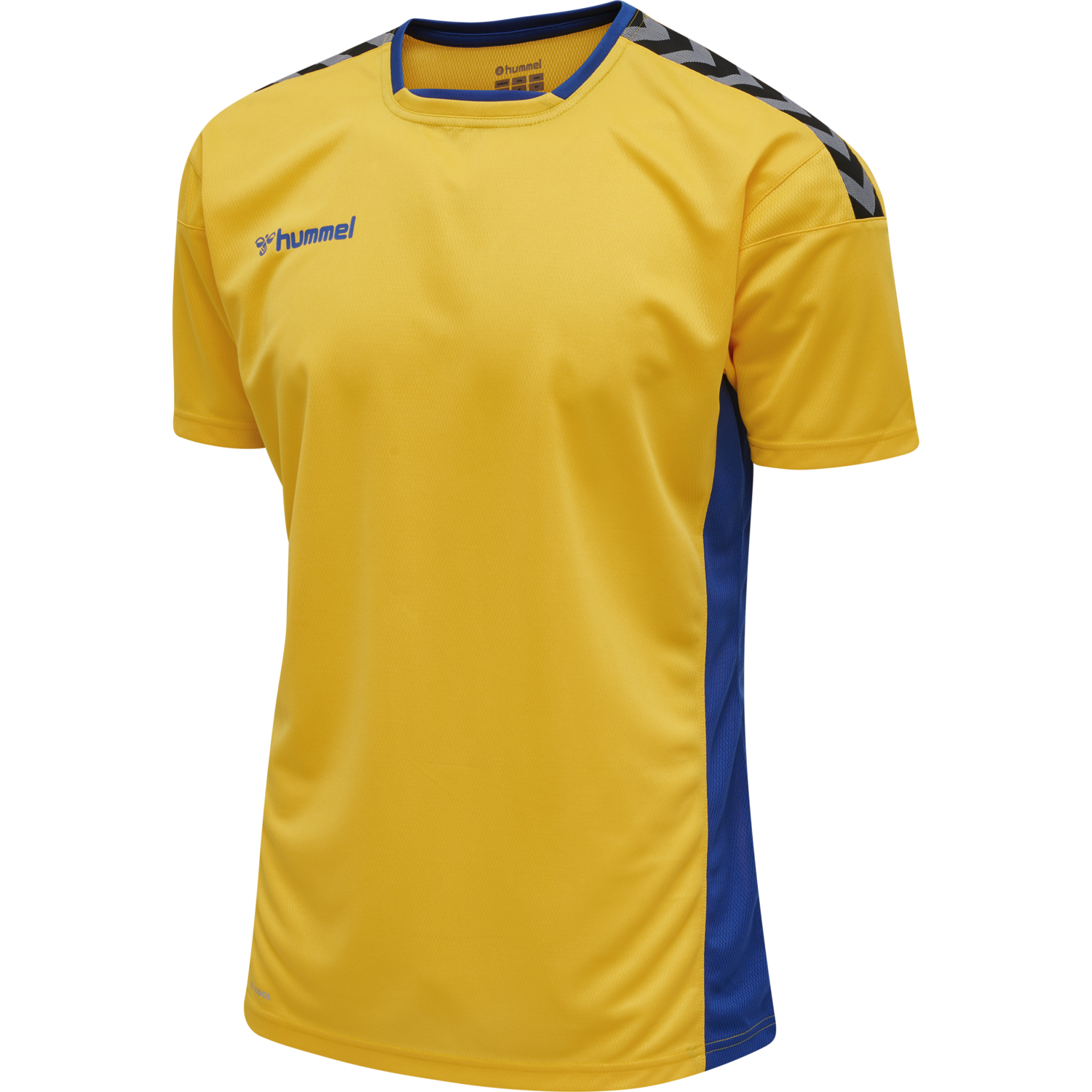 hmlAUTHENTIC POLY JERSEY S/S, SPORTS YELLOW/TRUE BLUE, packshot