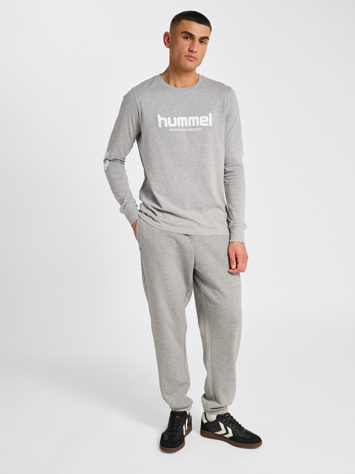 hmlLEGACY 2.0 T-SHIRT L/S, GREY MELANGE, model