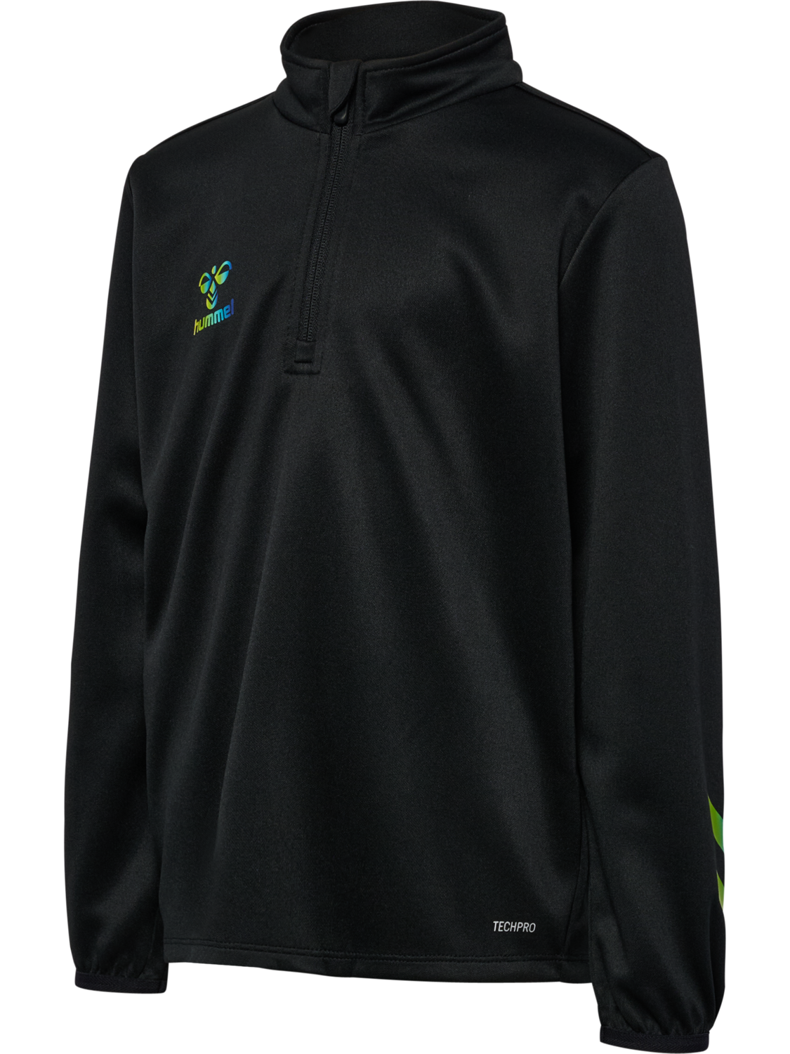 hmlSHIMMER HALF ZIP KIDS, BLACK/LIMEADE, packshot