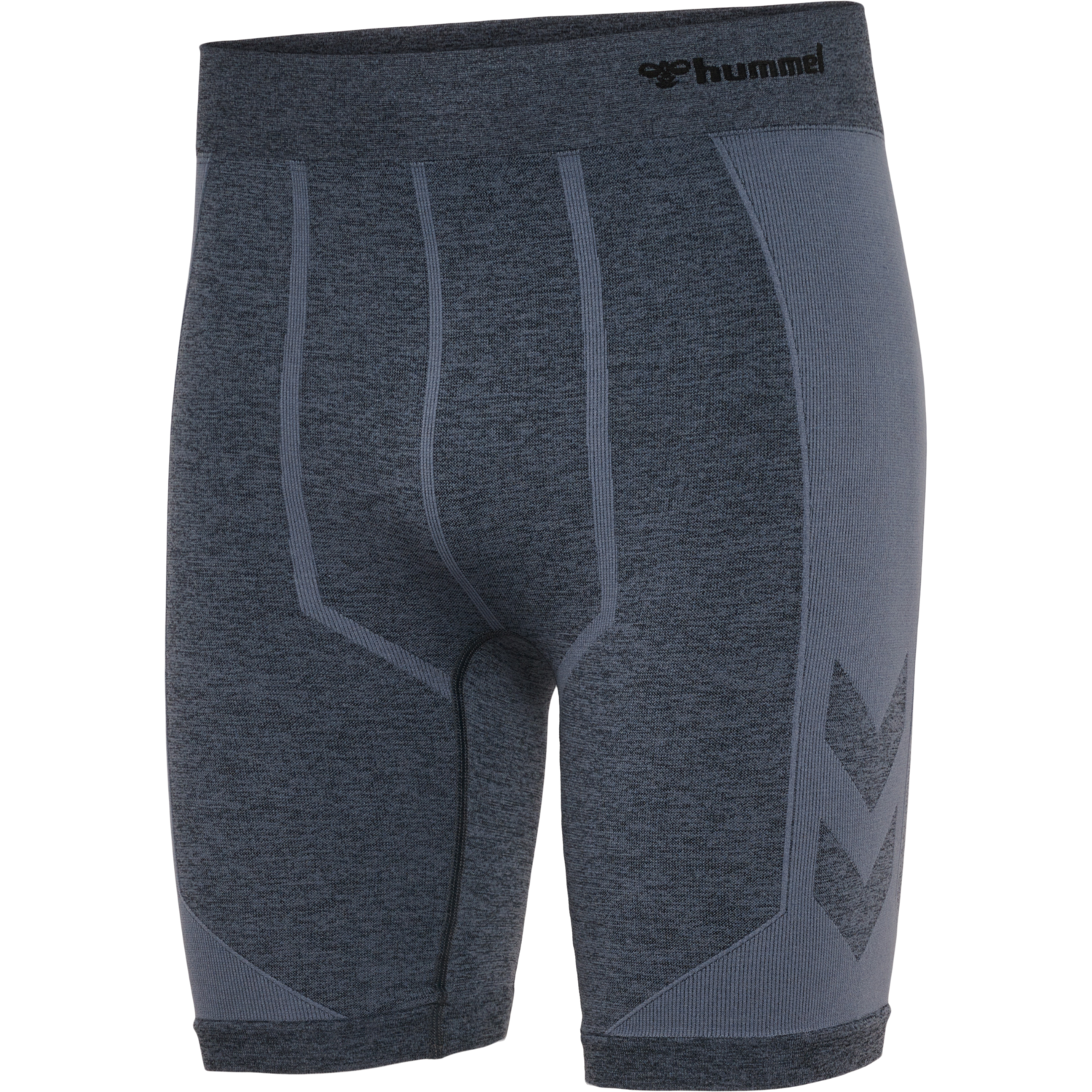 hmlMT JUSTIN SEAMLESS TIGHT SHORTS, BLACK/ASPHALT MELANGE, packshot