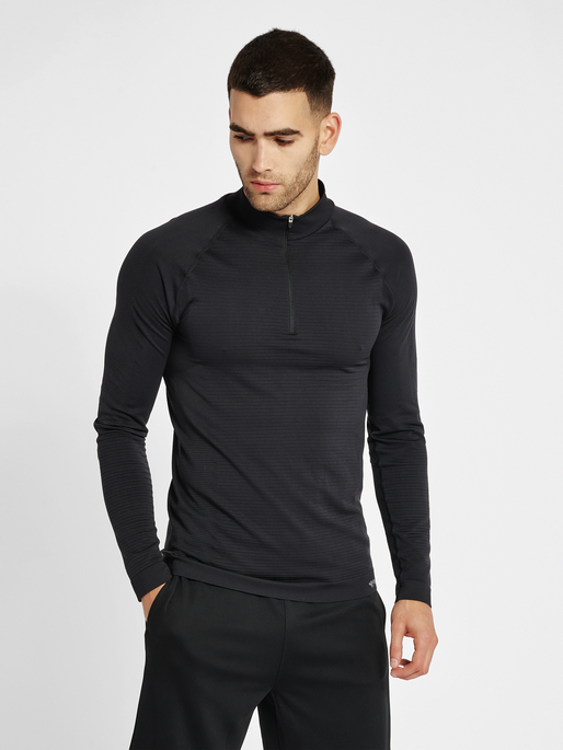 hmlSTROKE SEAMLESS HALF ZIP, BLACK, model