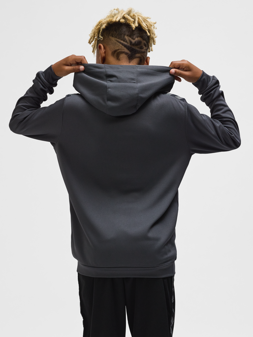 hmlAUTHENTIC PL ZIP HOODIE KIDS, ASPHALT, model