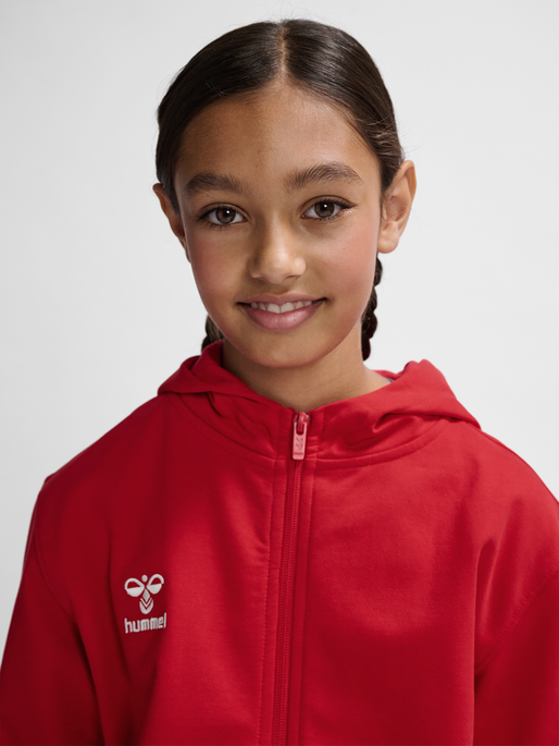 hmlGO 2.0 ZIP HOODIE KIDS, TRUE RED, model