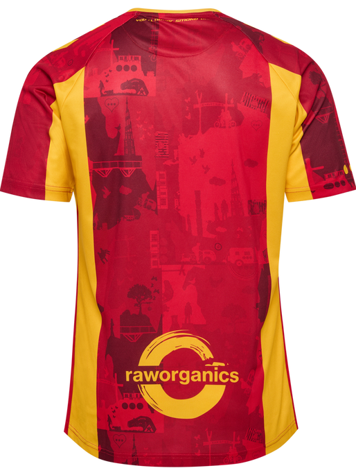 CSC 24/25 HOME JERSEY SS, TRUE RED/SPORTS YELLOW W/SPONS, packshot