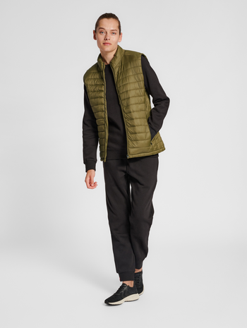hmlRED QUILTED WAISTCOAT WOMAN, DARK OLIVE, model