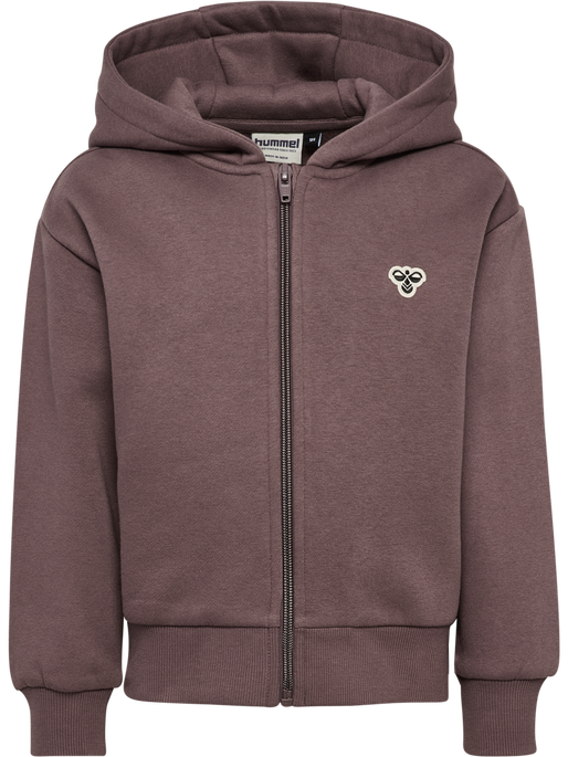 hmlJR LOOSE ZIP HOODIE BEE, PEPPERCORN, packshot