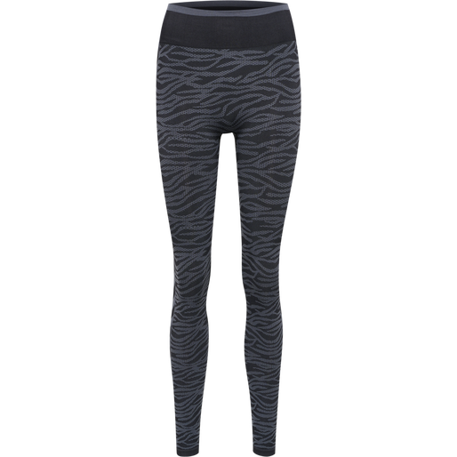 hmlMT SAGA SEAMLESS MW TIGHTS, BLACK/ASPHALT MELANGE, packshot