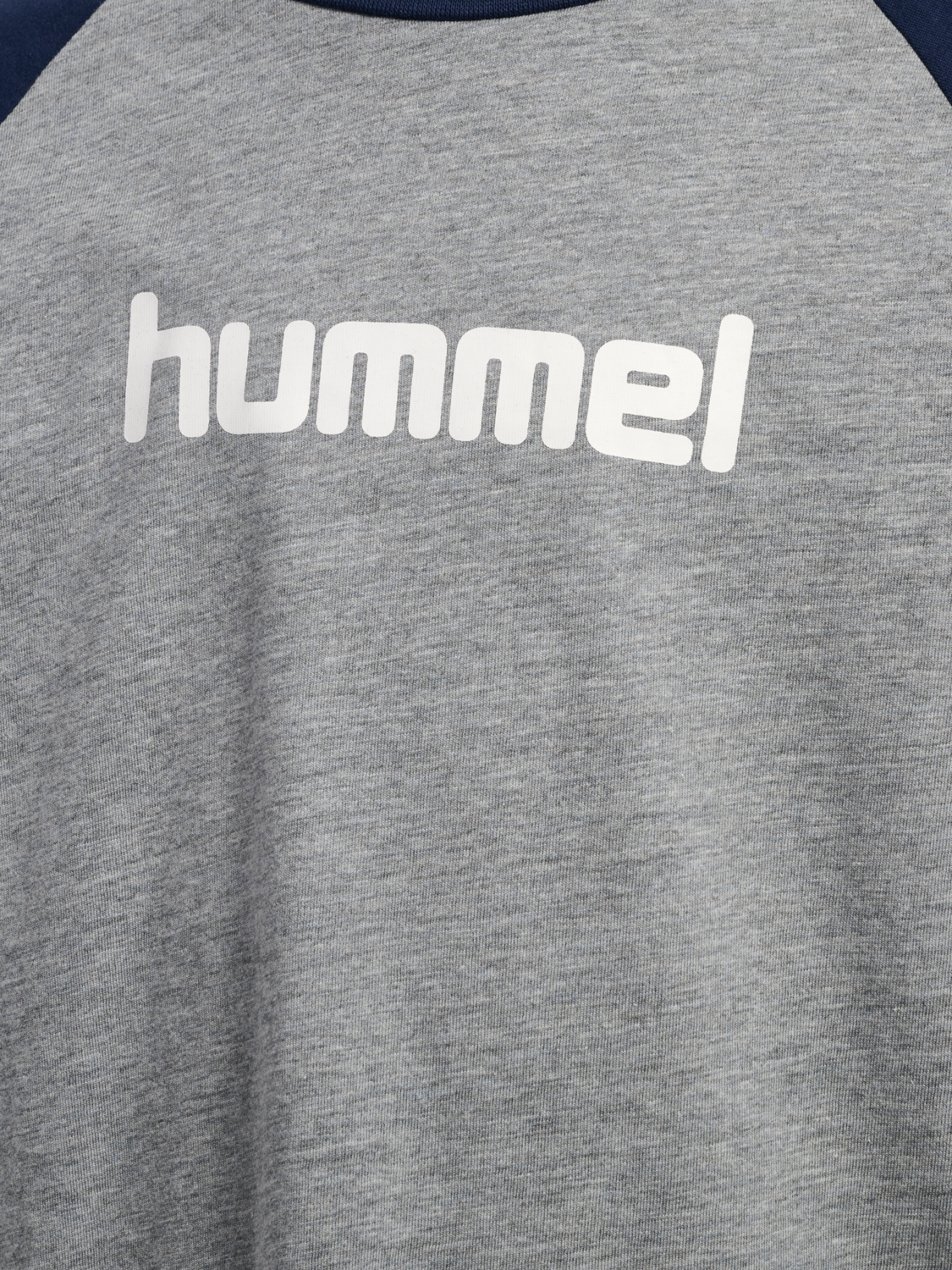 hmlJR LOGO T-SHIRT L/S, GREY MELANGE/DRESS BLUES, packshot