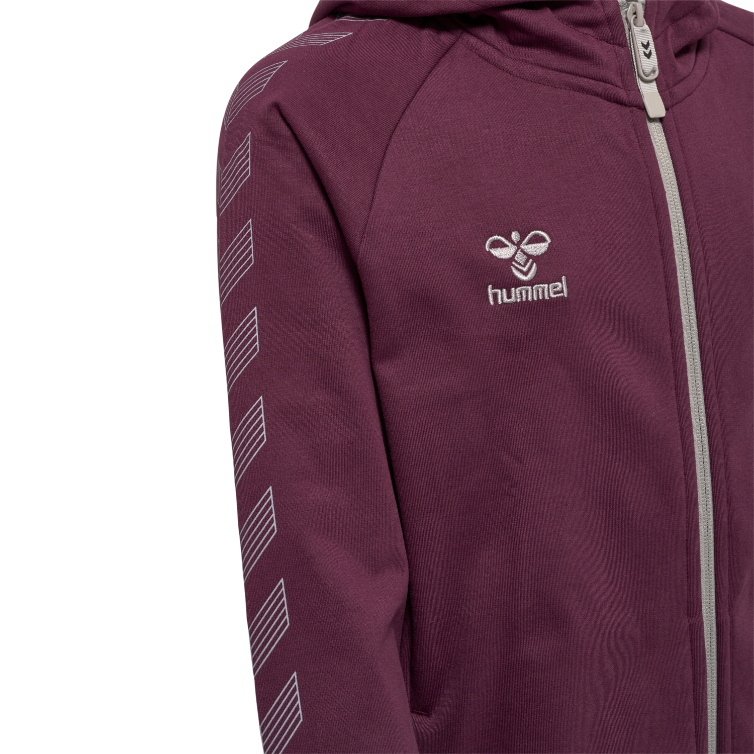 hmlMOVE GRID COTTON ZIP HOODIE KIDS, GRAPE WINE, packshot