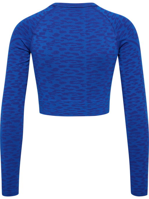 hmlMT LEO SEAMLESS CROP T-SHIRT L/S, OLYMPIAN BLUE/SODALITE BLUE ME, packshot