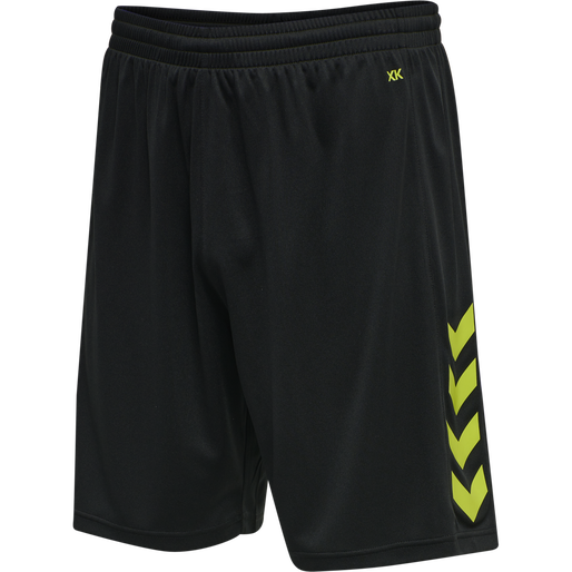 hmlCORE XK POLY SHORTS, BLACK/LIME POPSICLE, packshot
