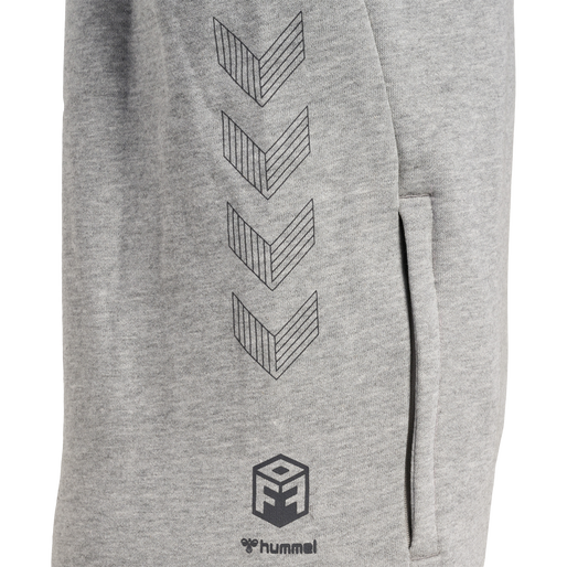 hmlOFFGRID HOODIE KIDS, GREY MELANGE/FORGED IRON, packshot