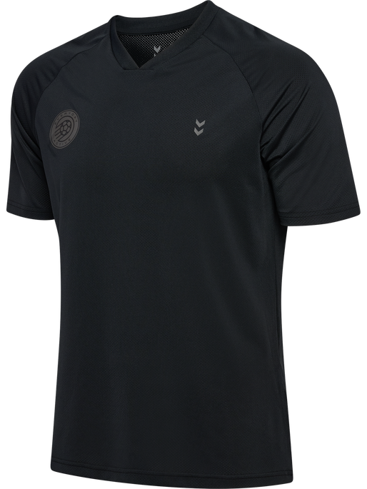hmlPULSE MESH T-SHIRT S/S, BLACK/EBONY, packshot