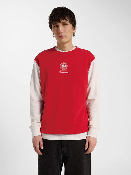 DBU 26 FAN RED-WHITE CREW NECK, TANGO RED/WHITE, model