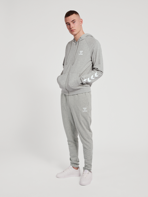 hmlISAM 2.0 ZIP HOODIE, GREY MELANGE, model