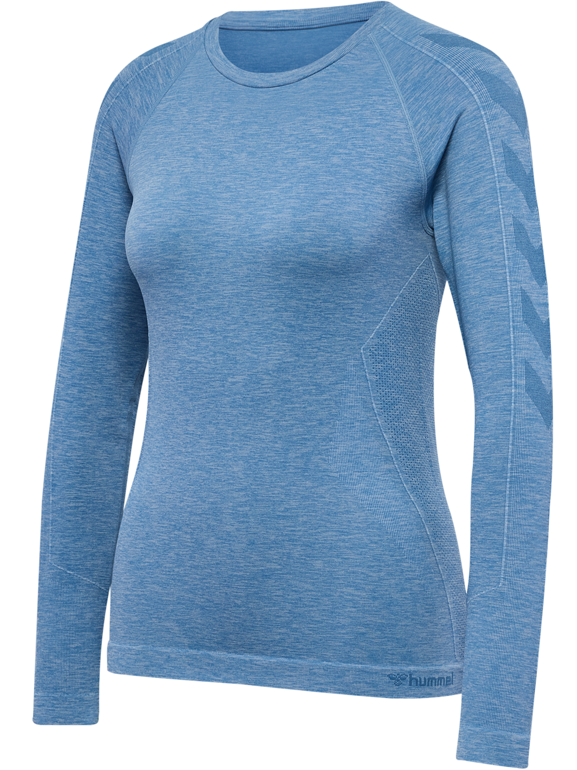 hmlCANA SEAMLESS T-SHIRT LS, CORONET BLUE MELANGE, packshot