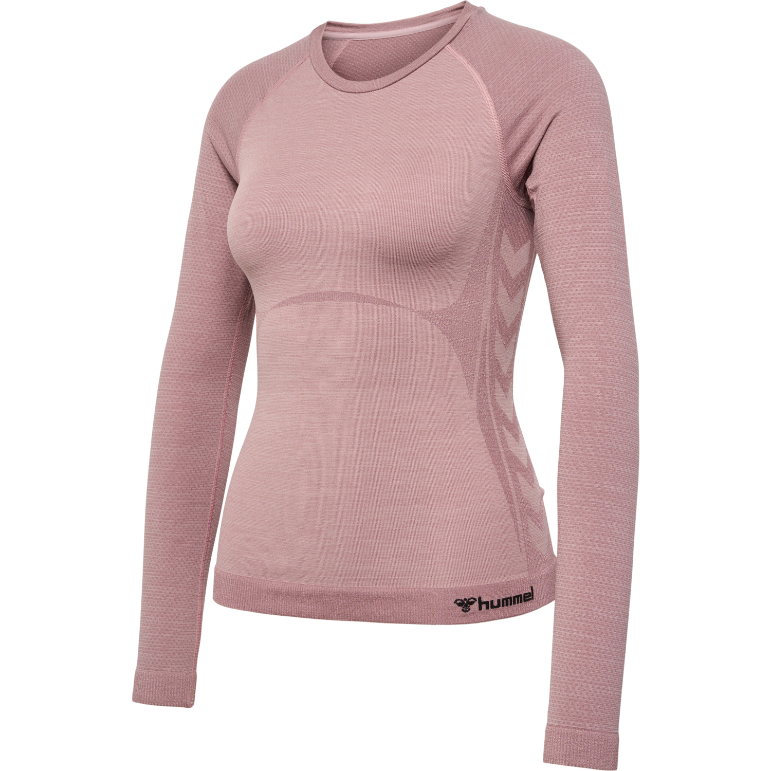 hmlCLEA SEAMLESS TIGHT T-SHIRT L/S, WOODROSE/ROSE TAUPE MELANGE, packshot