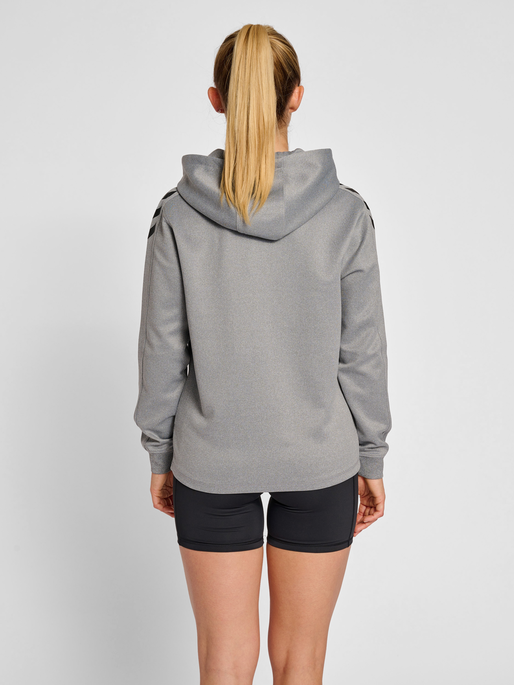 hmlCORE XK POLY ZIP HOOD SWEAT WOMA, GREY MELANGE, model