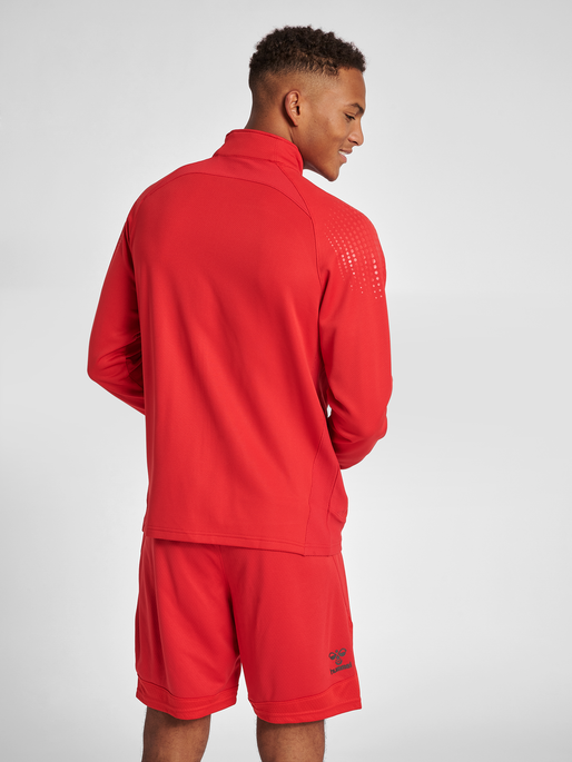 hmlLEAD POLY ZIP JACKET, TRUE RED, model