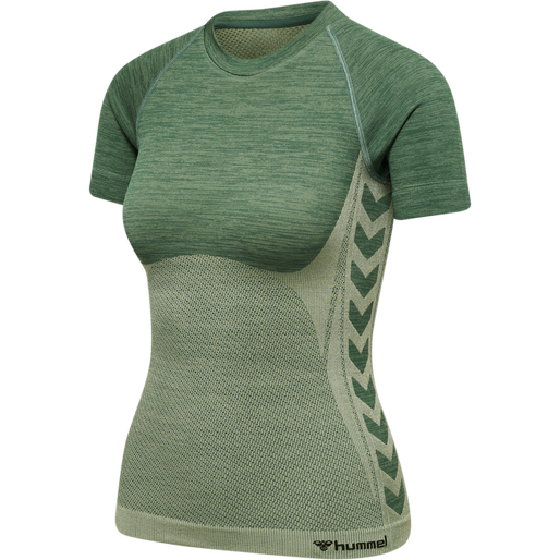 hmlCLEA SEAMLESS TIGHT T-SHIRT, LAUREL WREATH/LILY PAD MELANGE, packshot