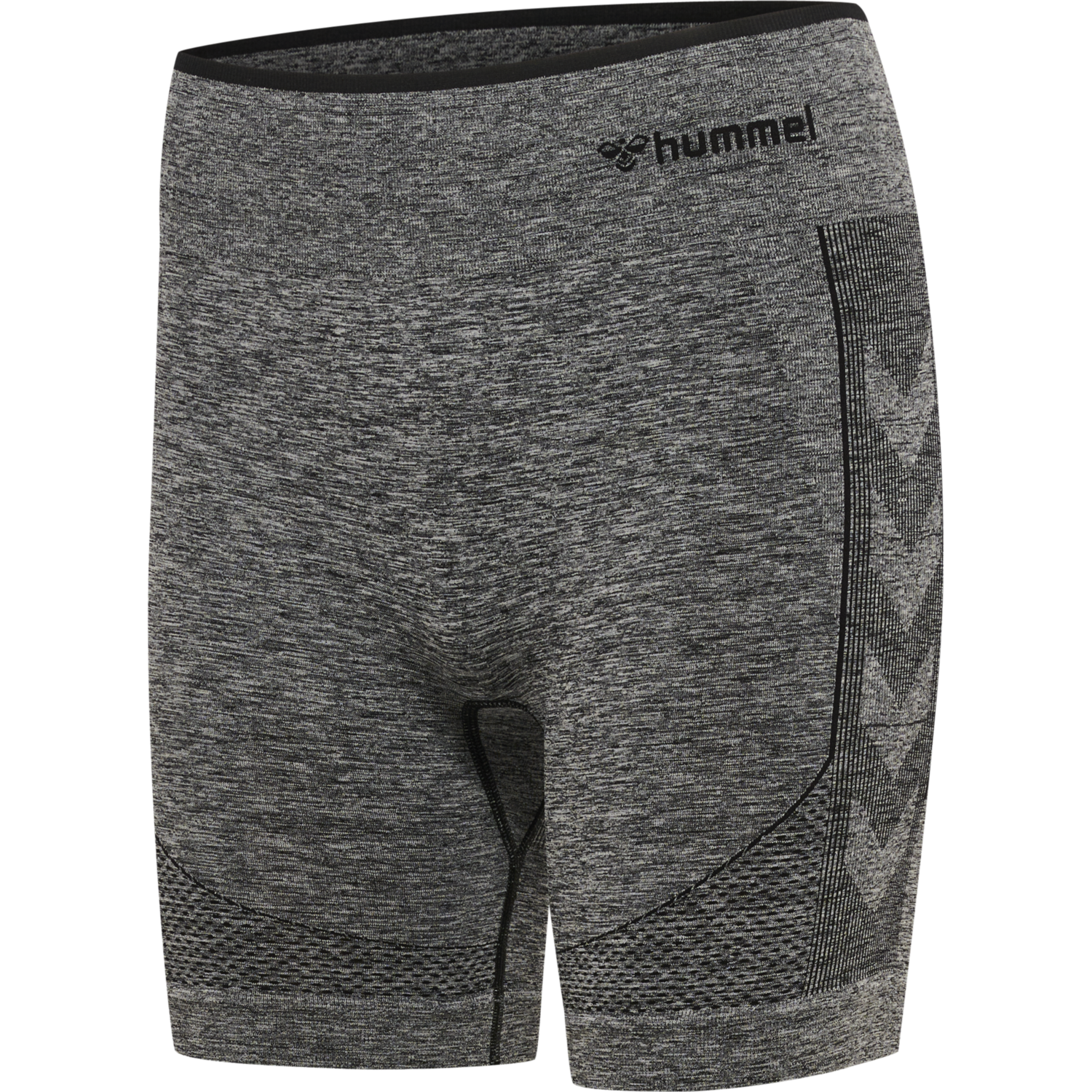 hmlMT UNA SEAMLESS MID WAIST SHORTS, BLACK MELANGE, packshot