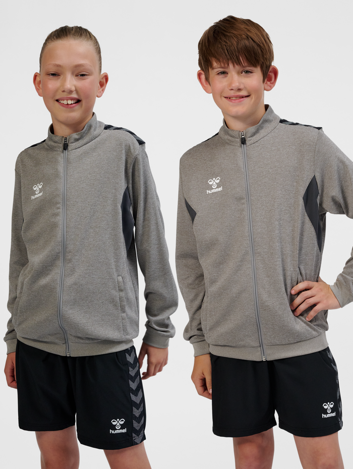 hmlAUTHENTIC PL ZIP JACKET KIDS, GREY MELANGE, model
