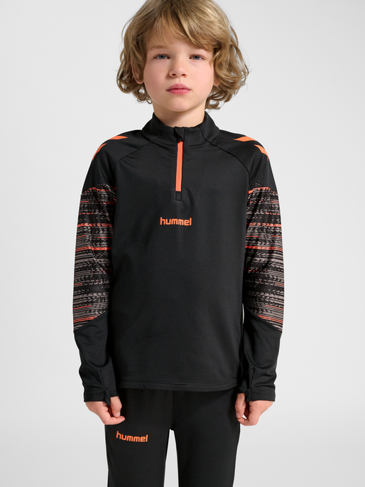 hmlBLAZE PRO TRAINING HALF ZIP KIDS, BLACK/ORANGE, model