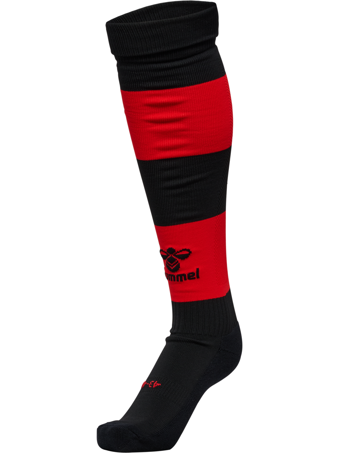 hmlESSENTIAL STRIPE FOOTBALL SOCKS, BLACK/TRUE RED, packshot