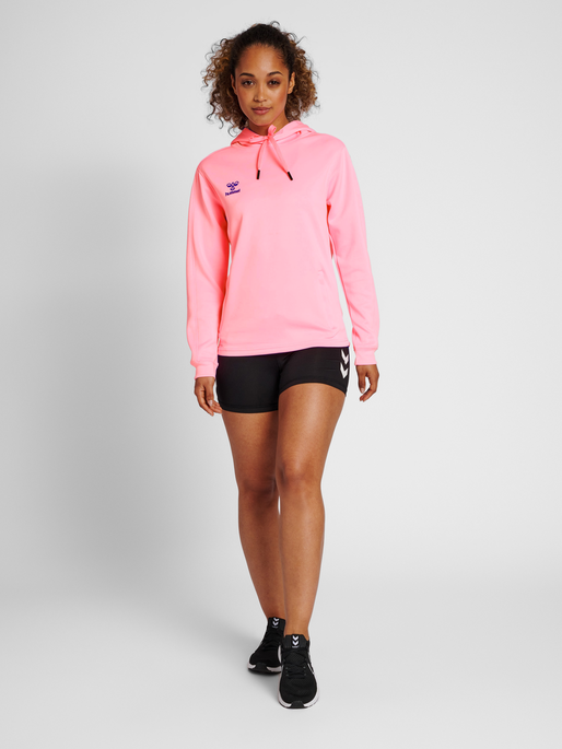 hmlCORE XK POLY SWEAT HOODIE WOMAN, COTTON CANDY, model