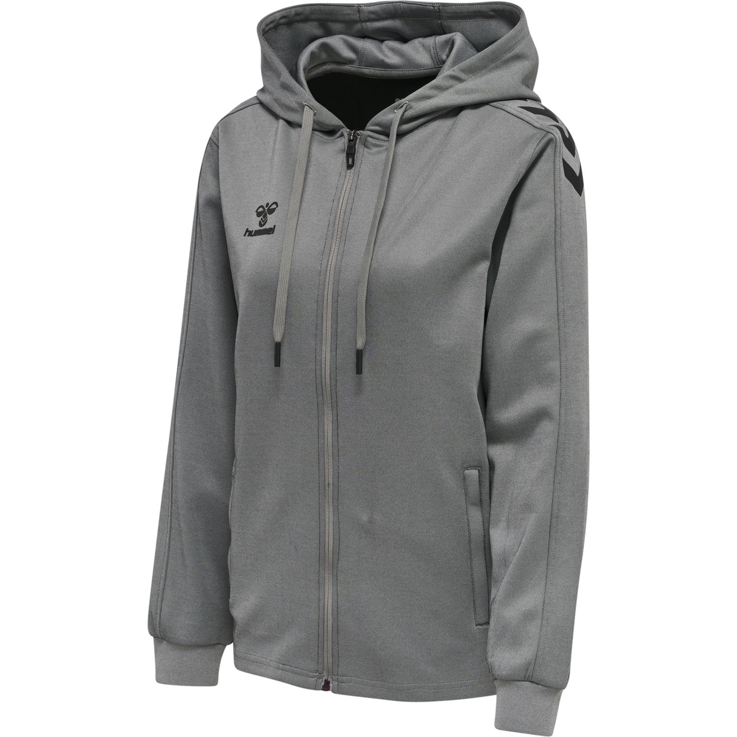 hmlCORE XK POLY ZIP HOOD SWEAT WOMA, GREY MELANGE, packshot