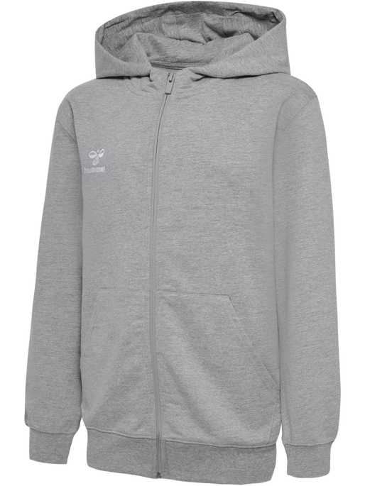 hmlGO 2.0 ZIP HOODIE KIDS, GREY MELANGE, packshot