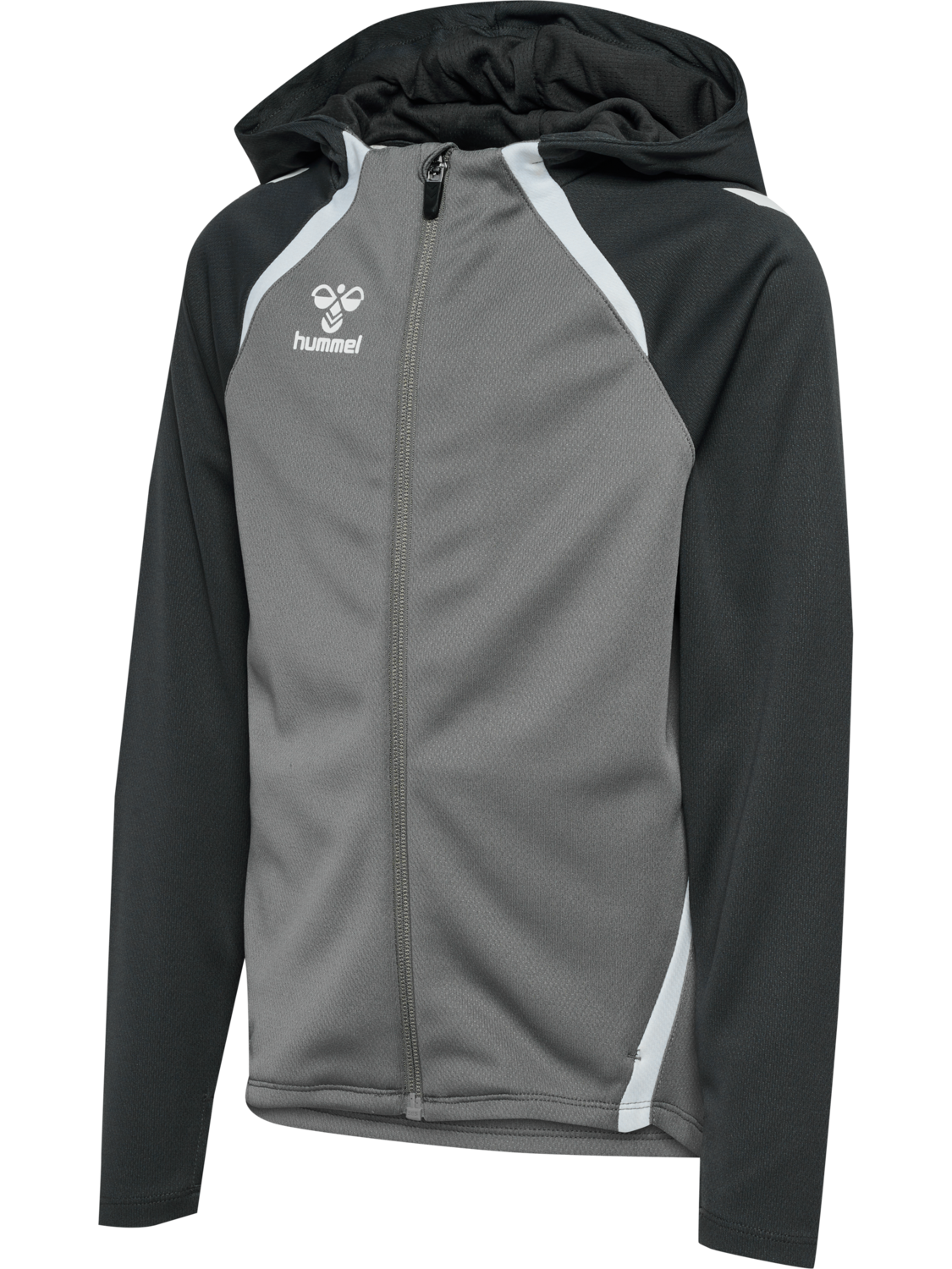 hmlLEAD 2.0 ZIP HOODIE KIDS, STEEL GRAY/ASPHALT, packshot